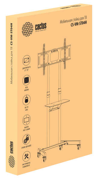 Стойка для телевизора Cactus CS-VM-ST04H черный 37"-70" макс.45кг напольный мобильный