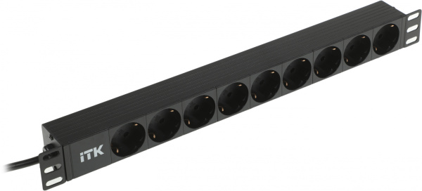 Блок распределения питания ITK алюминевый профиль PH22-9D2 гор.размещ. 9xSchuko базовые 16A C14 2м