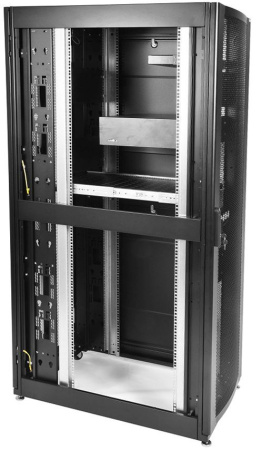 Шкаф серверный ЦМО (ШТК-СП-42.8.12-44АА-9005) напольный 42U 800x1200мм пер.дв.перфор. задн.дв.перфор. 2 бок.пан. направл.под винты 1350кг черный 890мм 173кг 180град. 1950мм IP20 сталь