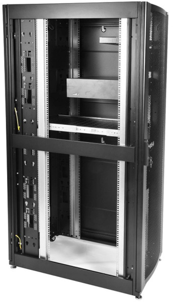 Шкаф серверный ЦМО (ШТК-СП-42.8.12-44АА-9005) напольный 42U 800x1200мм пер.дв.перфор. задн.дв.перфор. 2 бок.пан. направл.под винты 1350кг черный 890мм 173кг 180град. 1950мм IP20 сталь