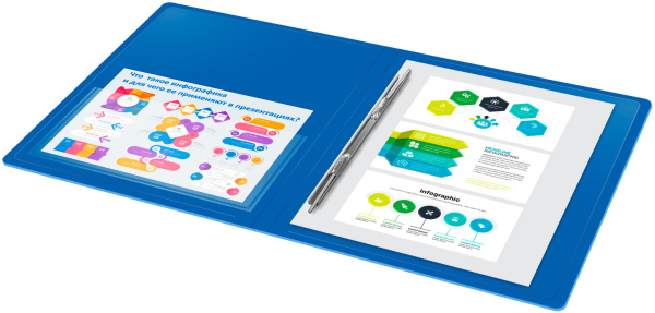 Папка метал.пруж.скоросш. Бюрократ -PZ07PBLUE A4 пластик 0.7мм внут.и торц.карм синий