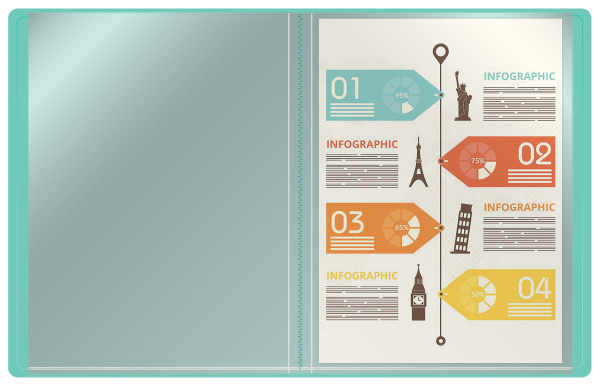 Папка с 40 прозр.вклад. Бюрократ Pastel PAST40GRN A4 пластик 0.5мм торц.карм с бум. встав мятный