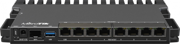 Маршрутизатор MikroTik RB5009UPr+S+IN 10/100/1000 черный комп.:устройство/крепления/адаптер