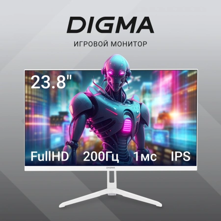 Монитор Digma 23.8" Overdrive 24P410F белый IPS LED 2ms 16:9 HDMI матовая 300cd 178гр/178гр 1920x1080 200Hz G-Sync FreeSync DP FHD USB 3.7кг