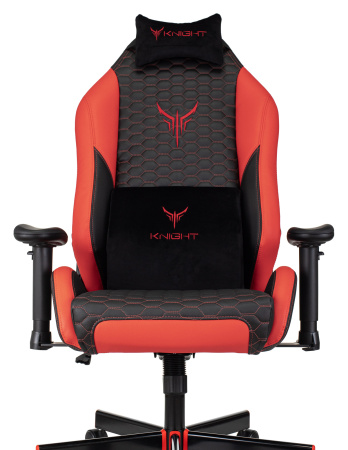 Кресло игровое Knight Neon черный/красный соты эко.кожа с подголов. крестов. металл