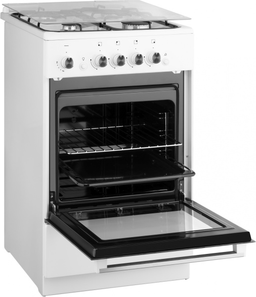 Плита Газовая Weissgauff WGS G4G02 WS белый (стеклянная крышка) реш.сталь