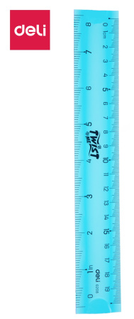 Линейка Deli E6208 пластик дл.20см ассорти гибкая/двухсторонняя шкала