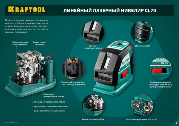 Нивелир лазерн. Kraftool 34660-3 цв.луч. красный