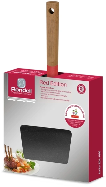 Сковорода Rondell Red Edition RDA-1006 круглая 28см покрытие: Xylan Plus ручка несъемная (без крышки) красный