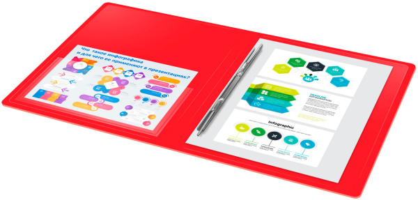 Папка метал.пруж.скоросш. Бюрократ -PZ07PRED A4 пластик 0.7мм внут.и торц.карм красный