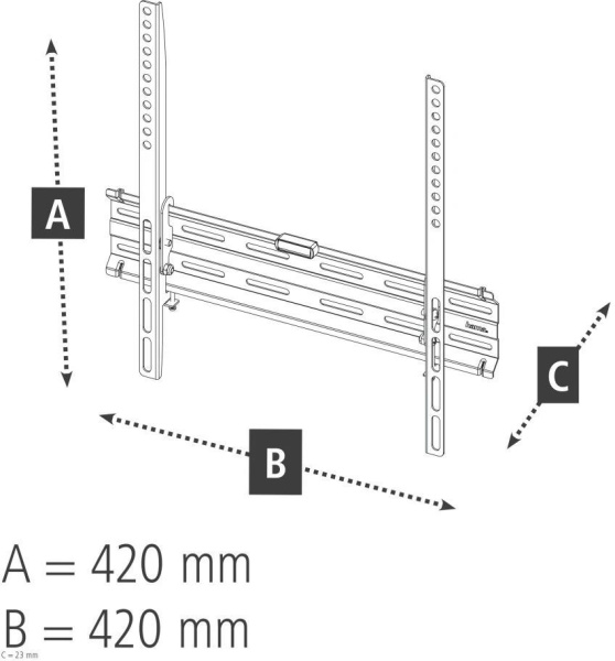 Кронштейн для телевизора Hama 00220809 черный 32"-65" макс.35кг настенный фиксированный