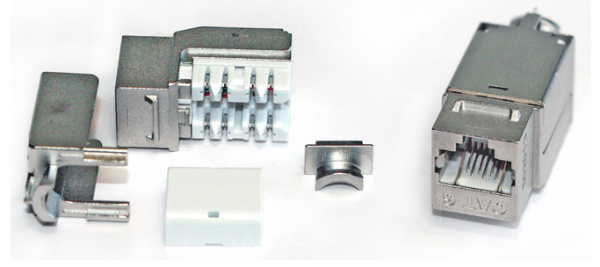 Модуль Hyperline KJNE-8P8C-C6-90-SH-F-WH информ. KeystoneRJ45 1 кат.6 STP бел. (упак.:1шт)