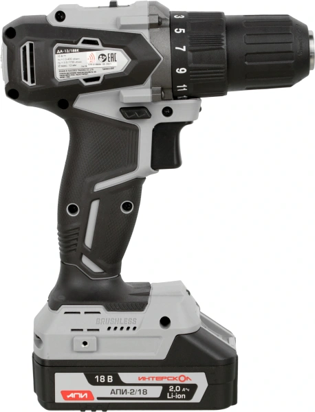Дрель-шуруповерт Интерскол ДА-13/18ВК аккум. патрон:быстрозажимной (кейс в комплекте) (575.2.2.70)