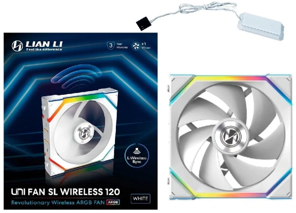 Вентилятор для корпуса Lian-Li Uni Fan SL Wireless 120 ARGB 120х124.5x28 белый 4-pin 28.5дБ (G99.12SL1W1W.R0) Ret