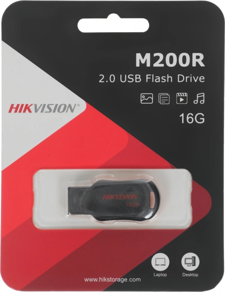 Флеш Диск Hikvision 16Gb HS-USB-M200R/16G USB2.0 черный