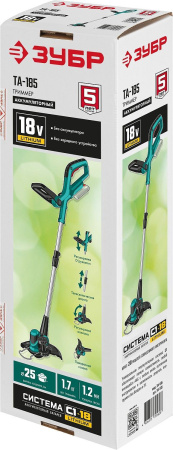 Триммер электрический Зубр ТА-185 аккум. 18Вт неразбор.штан. реж.эл.:леска