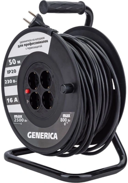 Удлинитель силовой IEK УК50 (WKP20-16-04-50-G) 3x1.5кв.мм 4розет. 50м ПВС 16A катушка