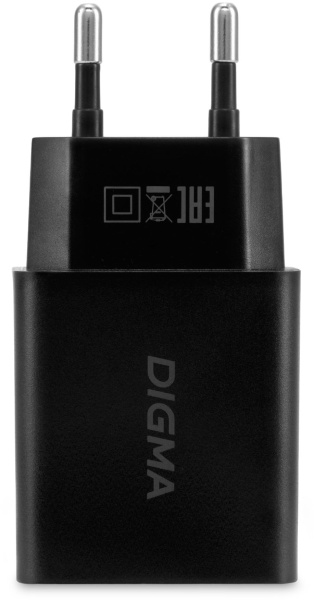 Сетевое зар./устр. Digma DGW2D 20W 3A+1A (PD+QC) USB-C/USB-A универсальное черный (DGW2D0F110BK)
