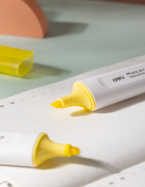 Текстовыделитель Deli ES621Syellow Macaron скошенный пиш. наконечник 1-5мм желтый