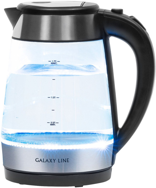 Чайник электрический Galaxy Line GL 0558 1.7л. 2200Вт нержавеющая сталь/черный корпус: стекло/пластик (ГЛ0558Л)