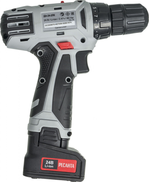 Дрель-шуруповерт Ресанта ДА-24-2ЛК аккум. патрон:быстрозажимной (кейс в комплекте) (75/14/7)