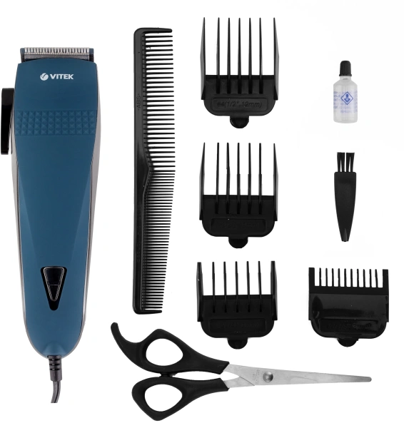 Машинка для стрижки Vitek VT-2573 синий 7Вт (насадок в компл:4шт)