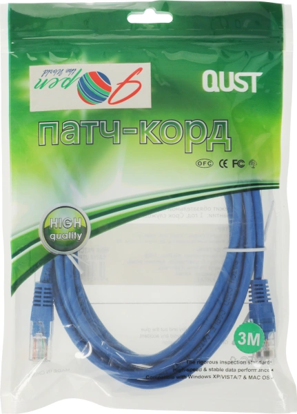 Патч-корд ANP511_3M_B UTP 4 пары cat5E CCA molded 3м синий outdoor RJ-45 (m)-RJ-45 (m)