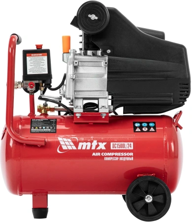 Компрессор поршневой MTX DC1500L/24 масляный 210л/мин 24л 1500Вт красный/черный