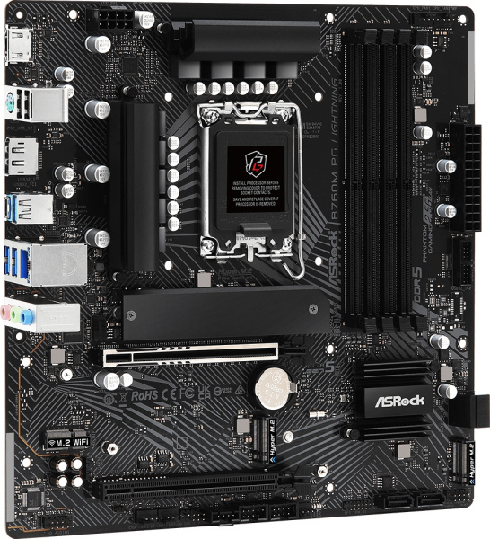 Материнская плата Asrock B760M PG LIGHTNING Soc-1700 Intel B760 4xDDR5 mATX AC`97 8ch(7.1) 2.5Gg RAI