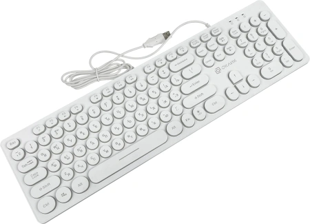 Клавиатура Оклик 420MRL белый USB slim Multimedia LED