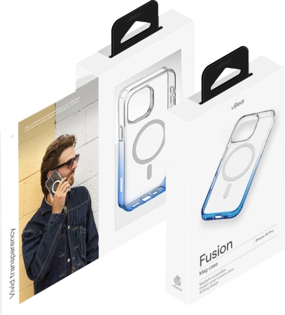 Чехол (клип-кейс) uBear для Apple iPhone 16 Pro Fusion with MagSafe синий (CS444EB63PFS-I24M)