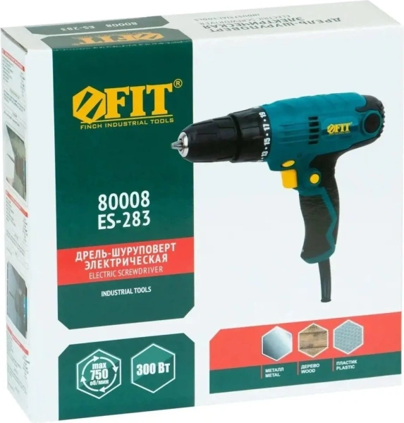 Дрель-шуруповерт FIT ES-283 300Вт патрон:быстрозажимной (80008)