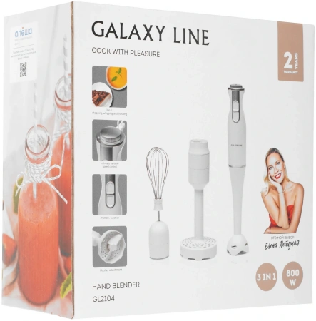 Блендер погружной Galaxy Line GL 2104 800Вт белый/серебристый