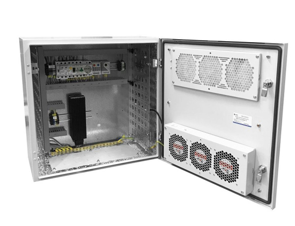 Шкаф коммутационный ЦМО (ШТВ-Н-15.6.5-4ААА-Т1) настенный 15U 600x530мм пер.дв.металл несъемн.бок.пан. 150кг серый 120град. 750мм всепогодный с вентилятором с нагревателем укомплектованный