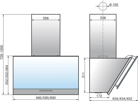 Вытяжка каминная Elikor Рубин S4 60П-700-Э4Д антрацит/черное стекло управление: кнопочное (1 мотор)