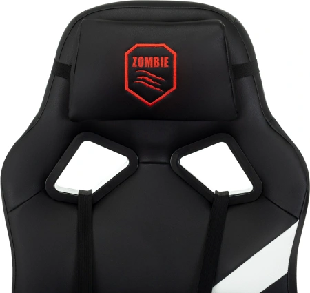 Кресло игровое Zombie 300 черный/белый эко.кожа крестов. пластик