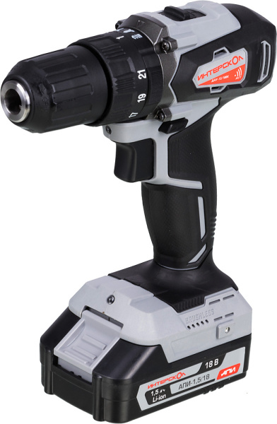 Дрель-шуруповерт Интерскол ДАУ-13/18ВК аккум. патрон:быстрозажимной (кейс в комплекте) (573.1.2.70)