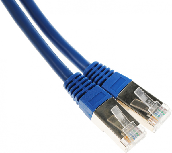 Патч-корд PP6-1M/B 10000G FTP 4 пары cat6 CCA molded 1м синий RJ-45 (m)-RJ-45 (m)