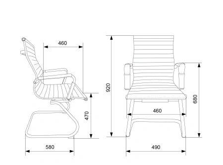 Кресло Бюрократ CH-883-LOW-V черный эко.кожа низк.спин. полозья металл хром
