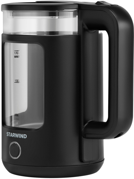 Чайник электрический Starwind SKG1053 1.7л. 1800Вт черный (корпус: стекло)