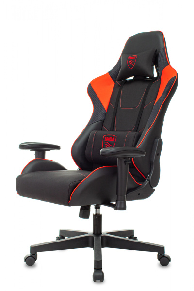 Кресло игровое Zombie Thunder 1 черный/красный ткань/эко.кожа с подголов. крестов. пластик