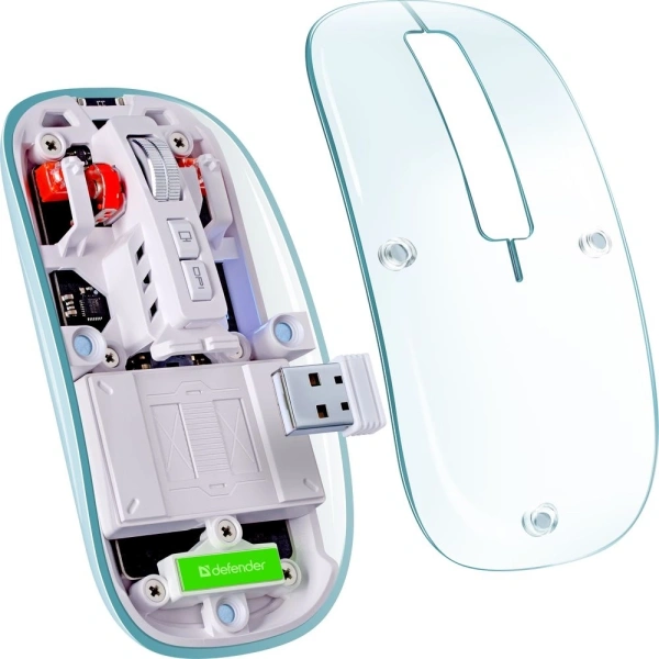 Мышь Defender Ixes MM-999 прозрачный оптическая 2400dpi silent беспров. BT/Radio USB 4but (52999)