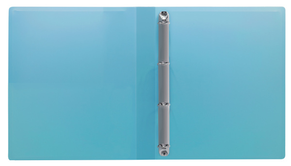 Папка панорама на 4-х кольцах Бюрократ Pastel PAST0740/4RBLUE A4 пластик 0.7мм кор.40мм торц.карм с бум. встав голубой