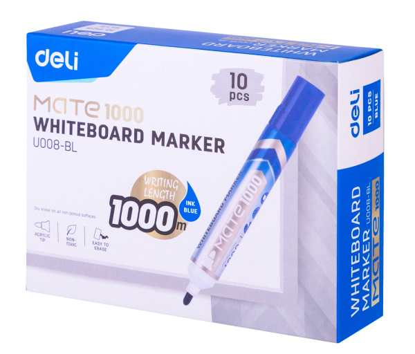 Маркер для досок Deli EU008-BL Mate круглый пиш. наконечник синий (1шт.)