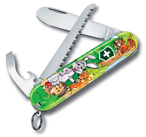 Нож перочинный Victorinox My First Victorinox Rabbit Edition (0.2373.E2) 84мм 9функц. зеленый/рисунок карт.коробка