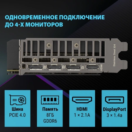 Видеокарта Asus PCI-E 4.0 DUAL-RTX4060-O8G-V2 NV RTX4060 8Gb 128bit GDDR6 2505/17000/HDMIx1/DPx3/HDC