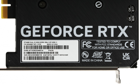 Видеокарта Palit PCI-E 4.0 RTX4060 DUAL OC NVIDIA GeForce RTX 4060 8Gb 128bit GDDR6 1830/17000 HDMIx1 DPx3 HDCP Ret