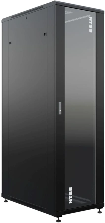 Шкаф серверный NTSS Премиум (NTSS-R42U80100GS-BL) напольный 42U 800x1000мм пер.дв.стекл металл 900кг черный 910мм 160кг 1987мм IP20 сталь