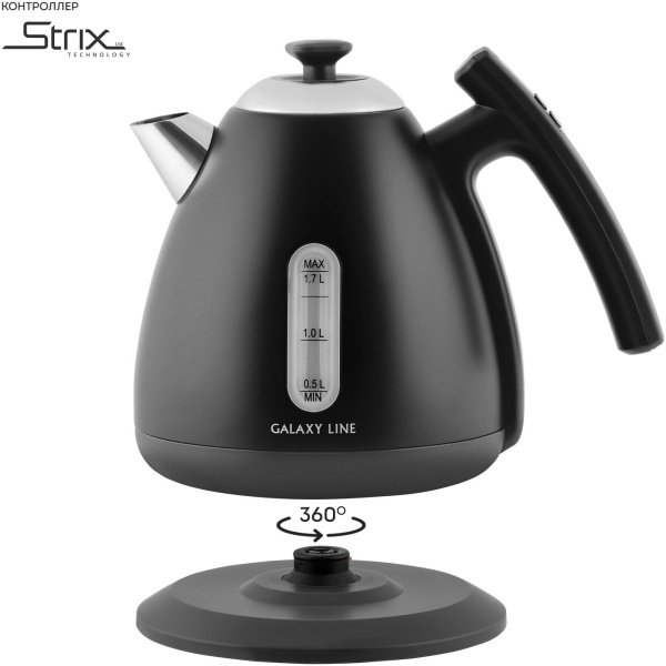 Чайник Galaxy Line GL 0343 1.7л. 2200Вт черный (металл/пластик)