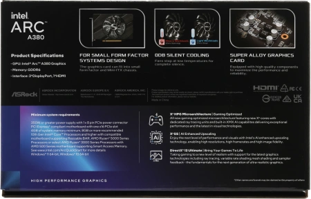 Видеокарта Asrock PCI-E 4.0 A380 CLI 6GO Intel ARC A380 6Gb 64bit GDDR6 2250/15500/HDMIx1/DPx3/HDCP
